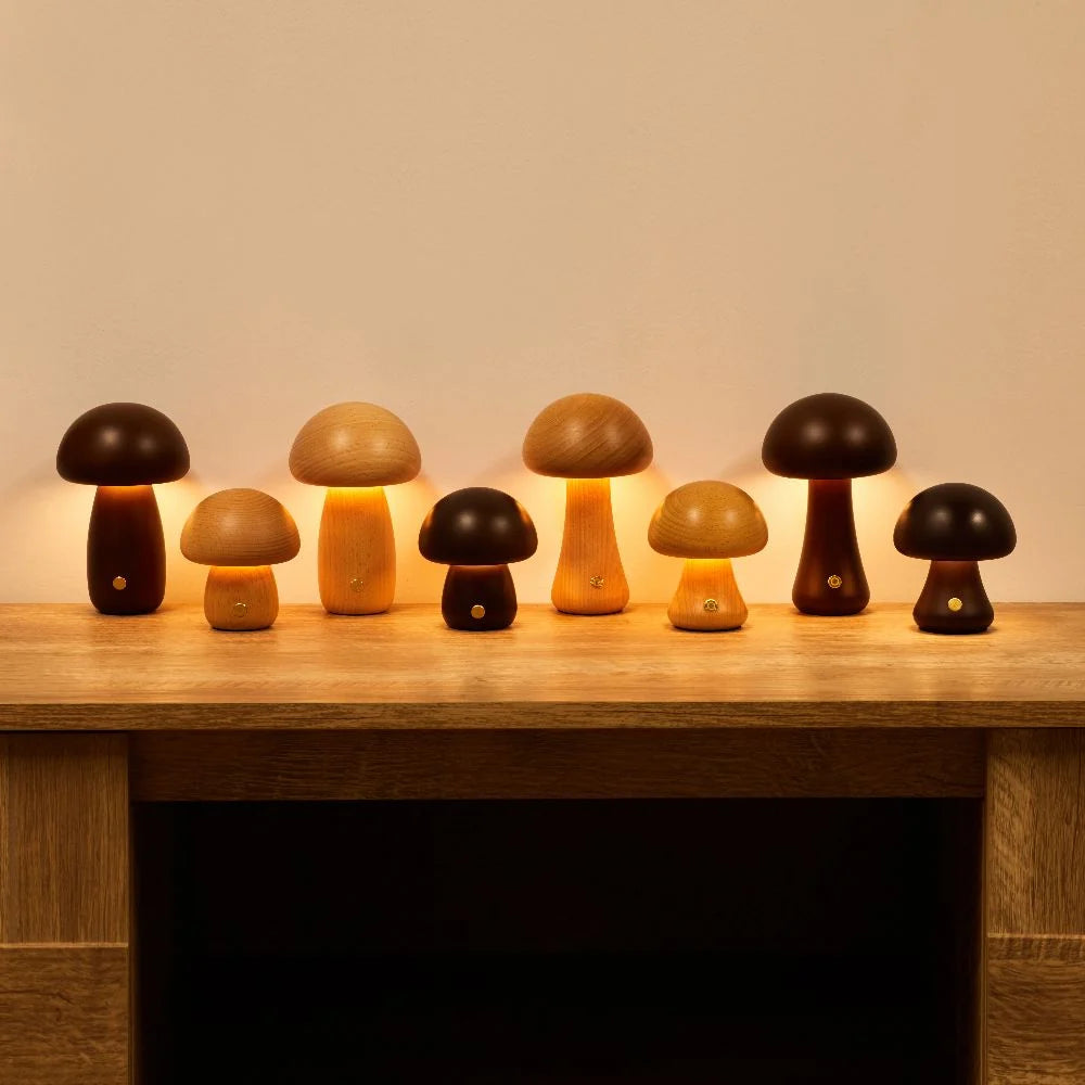 Compact Cordless Mushroom Table Lamp with Dimming