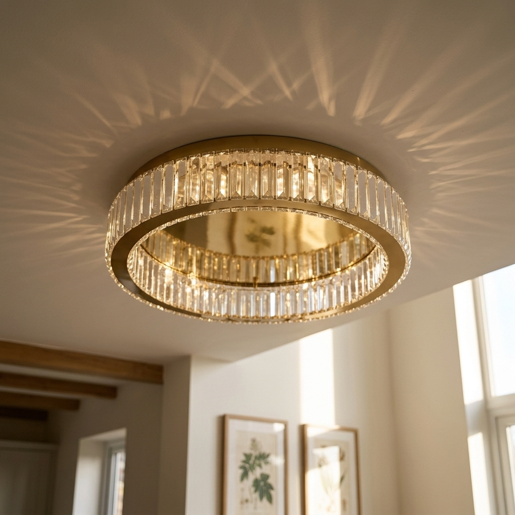 Crystal Ring Flush Ceiling Light