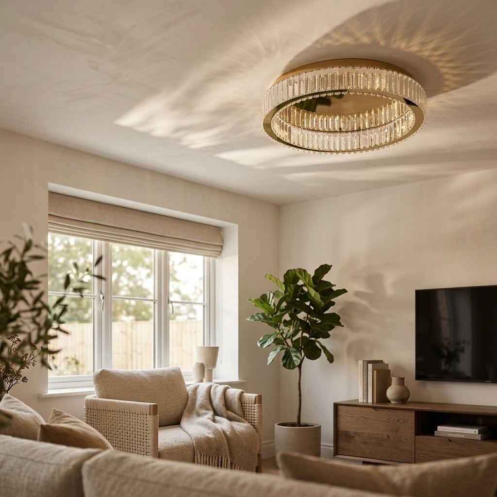 Crystal Ring Flush Ceiling Light