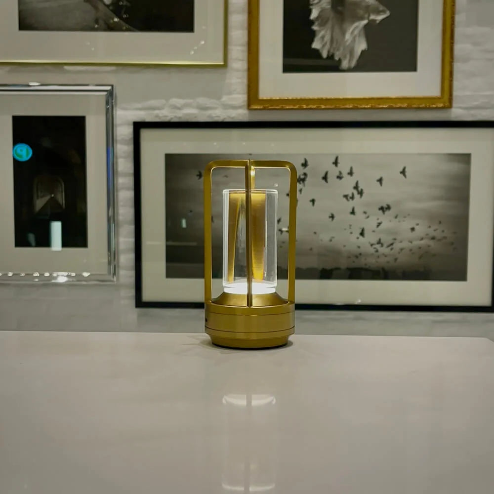 Dimmable Cordless Aluminum Lantern Lamp with Touch Control