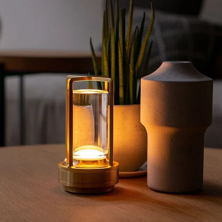 Dimmable Cordless Aluminum Lantern Lamp with Touch Control