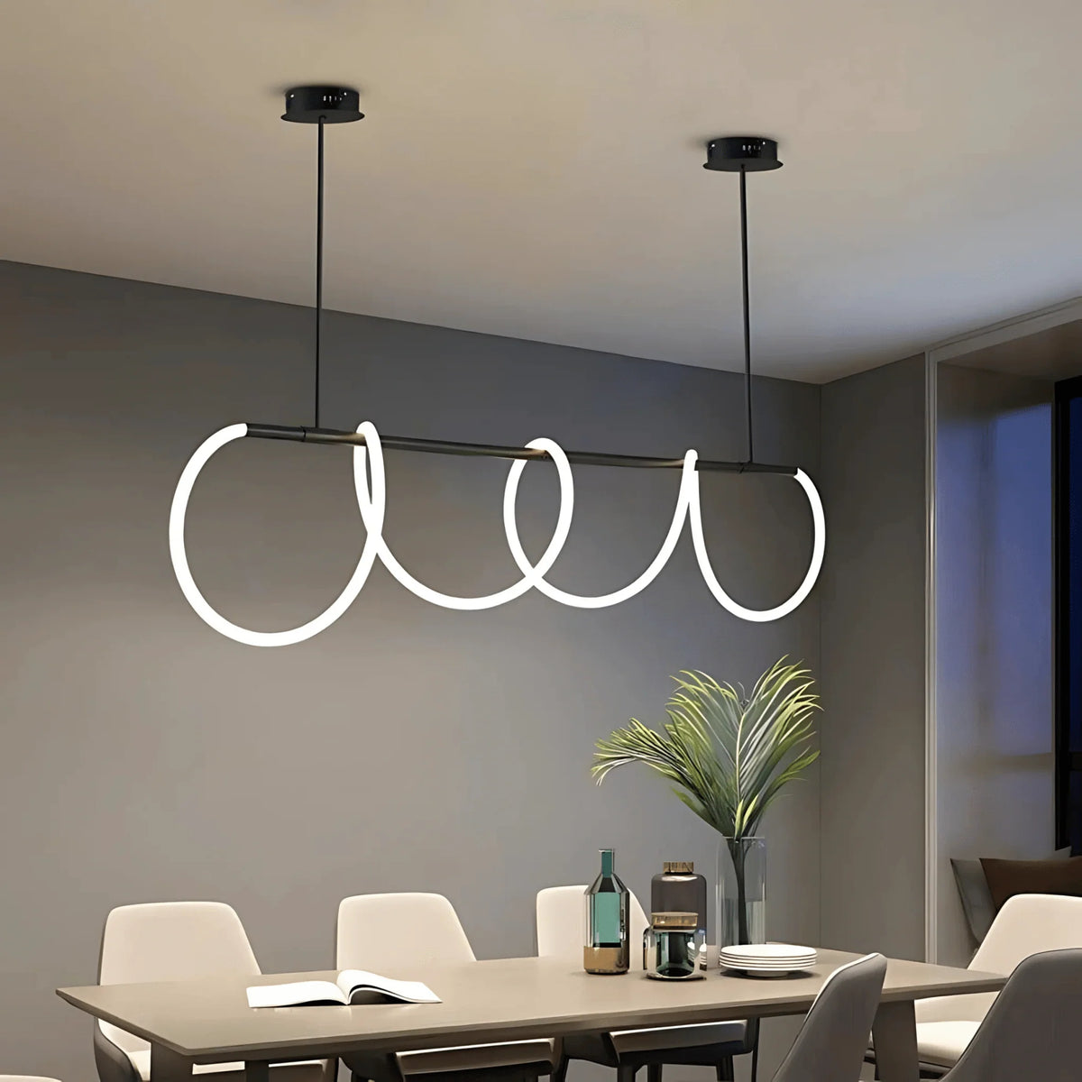 Elegant Black Chandelier Light with Dimmable LED