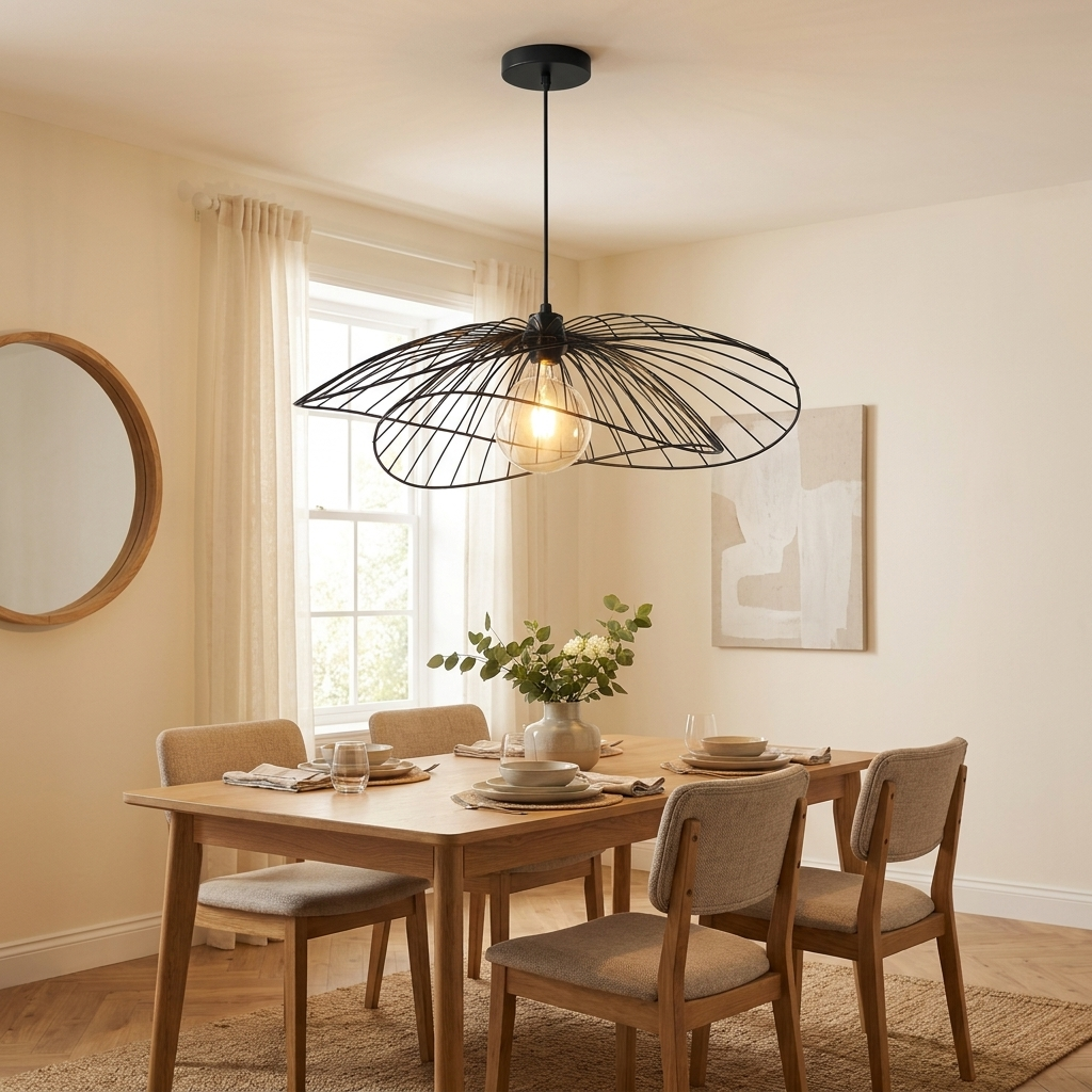 Elegant Black Pendant Light with Adjustable Drop