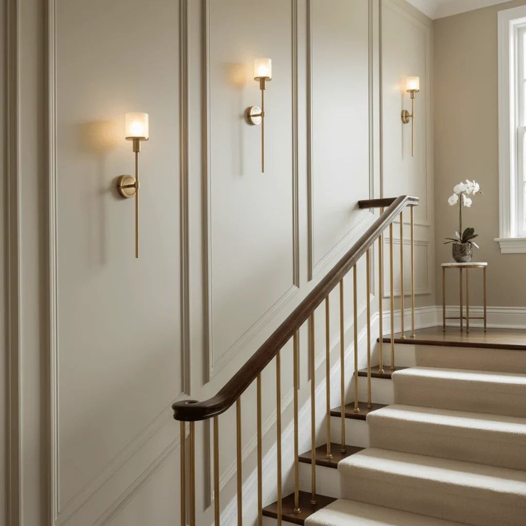 Elegant Brass Alabaster Wall Sconce with Soft Glow
