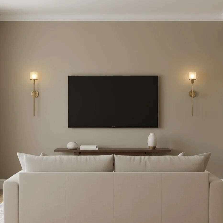 Elegant Brass Alabaster Wall Sconce with Soft Glow