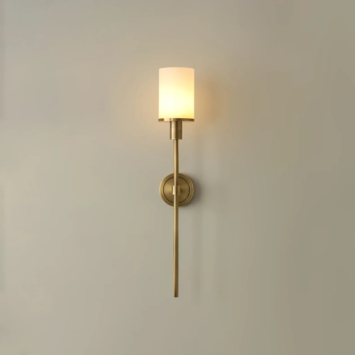 Elegant Brass Alabaster Wall Sconce with Soft Glow