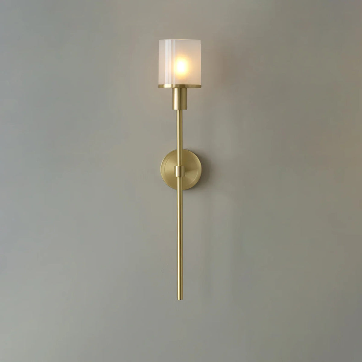 Elegant Brass Alabaster Wall Sconce with Soft Glow