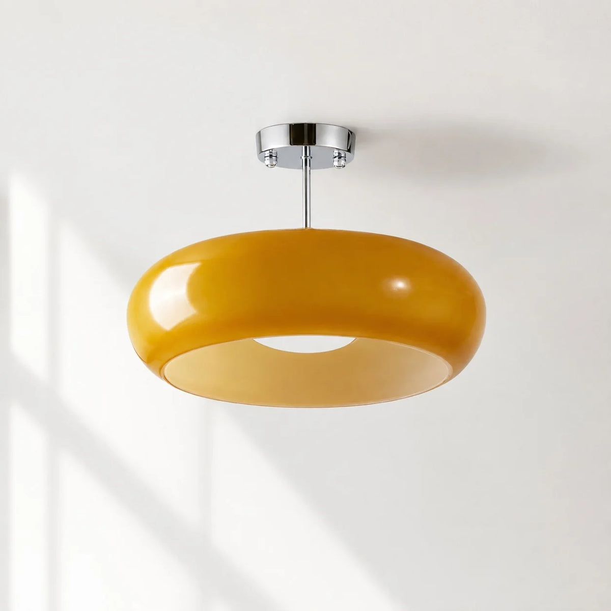Elegant Brass Bauhaus Glass Ceiling Light Fixture