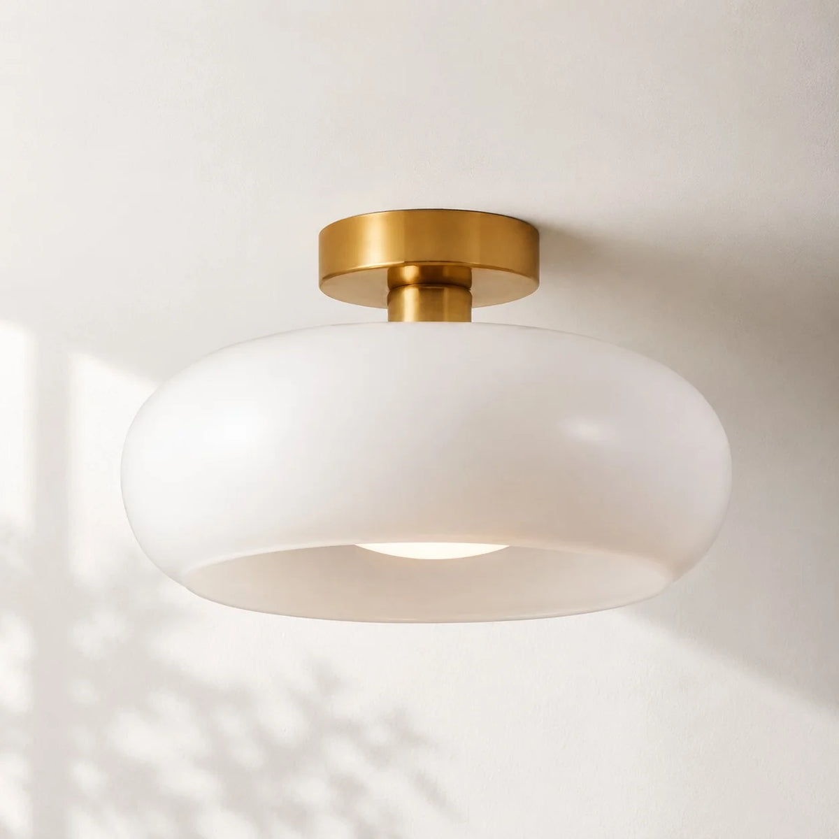 Elegant Brass Bauhaus Glass Ceiling Light Fixture