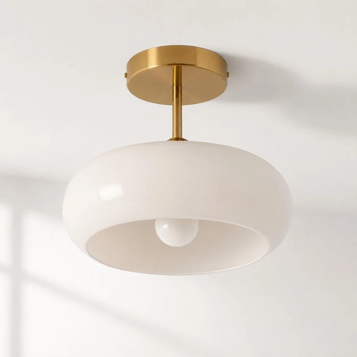 Elegant Brass Bauhaus Glass Ceiling Light Fixture