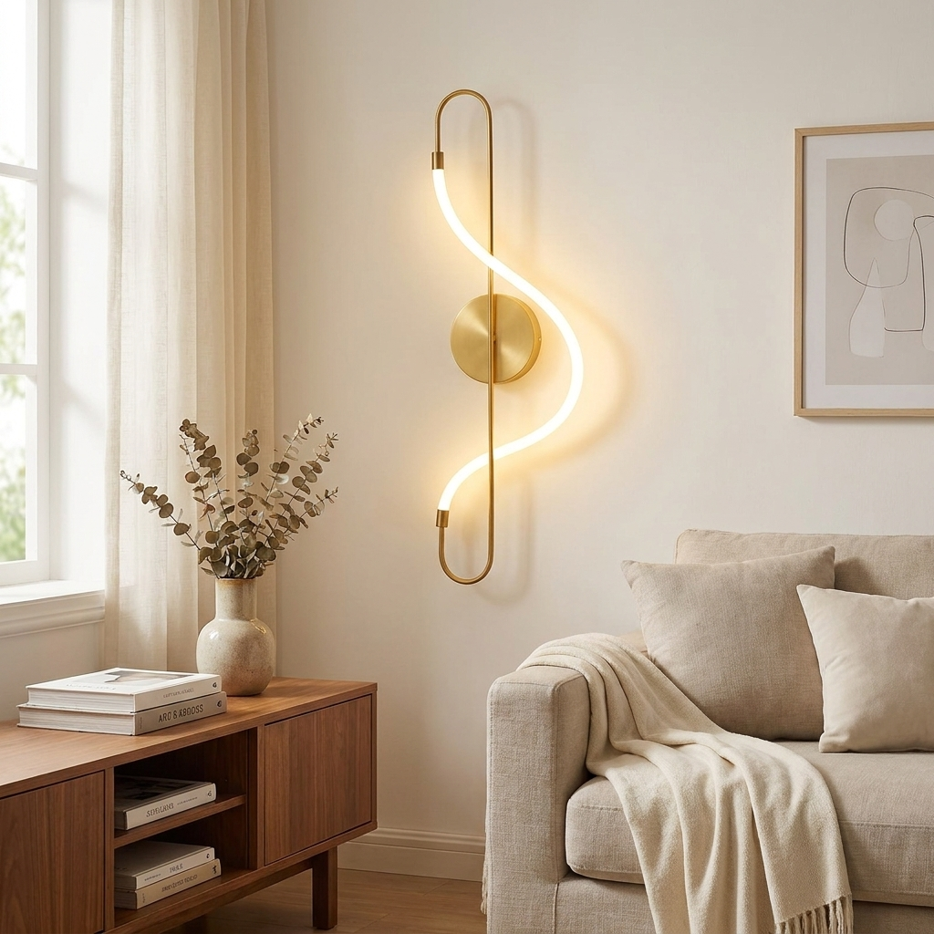 Elegant Brass Wall Light with Dimmable LED