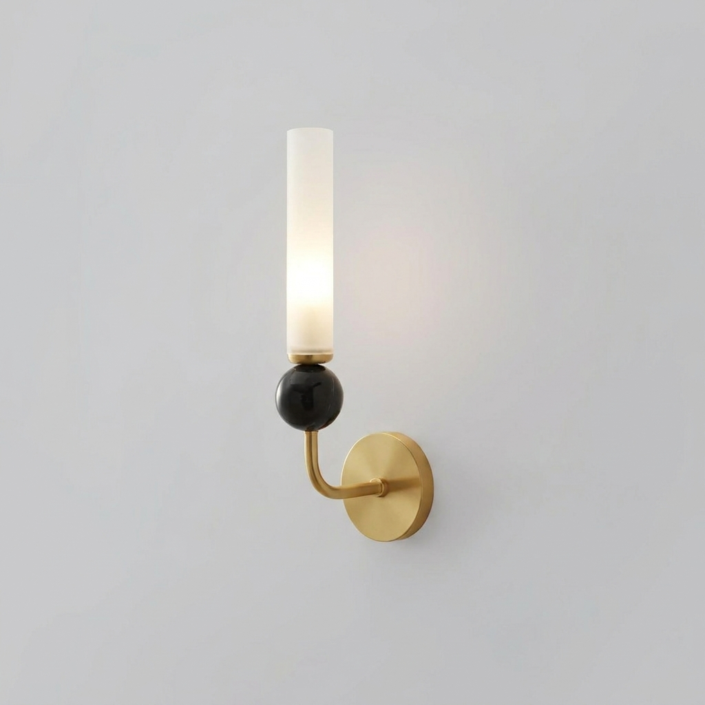 Elegant Brass Wall Light with Marble Accent