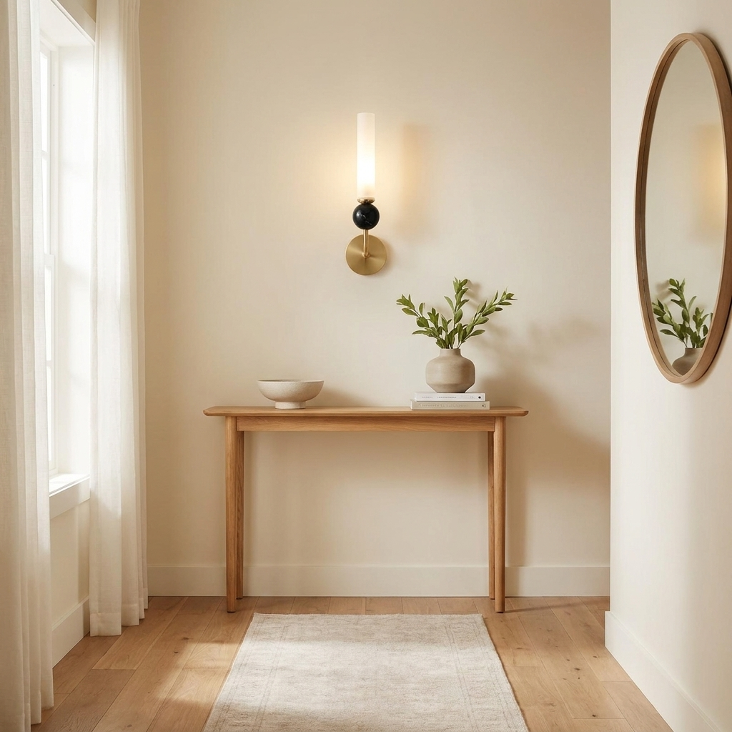 Elegant Brass Wall Light with Marble Accent