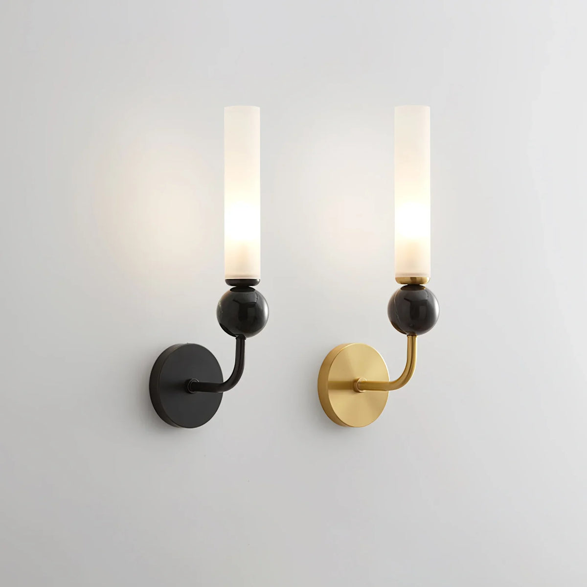 Elegant Brass Wall Light with Marble Accent
