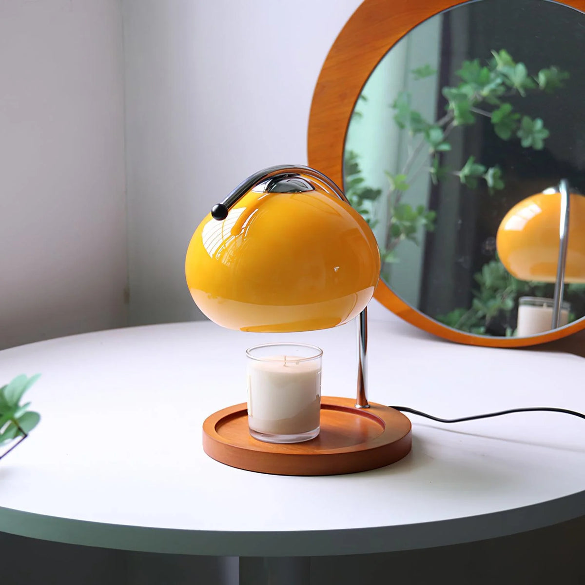 Elegant Candle Warmer Lamp | Arched Design with Glass Shade
