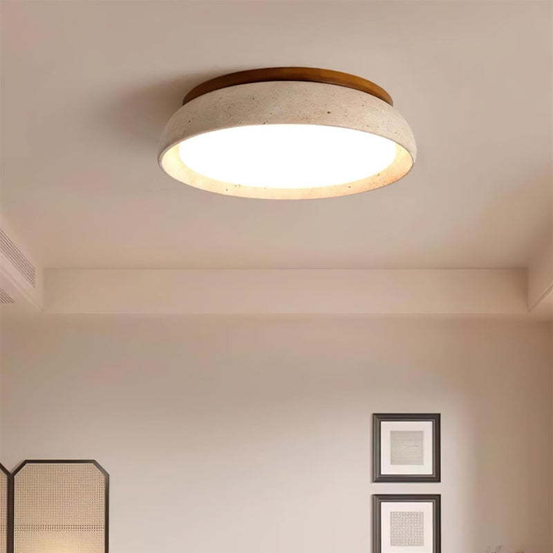 Elegant Ceiling Light Fixture with Natural Travertine Design