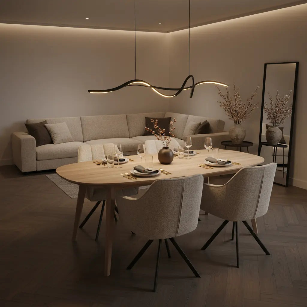 Elegant Curved Pendant Light for Kitchen Island