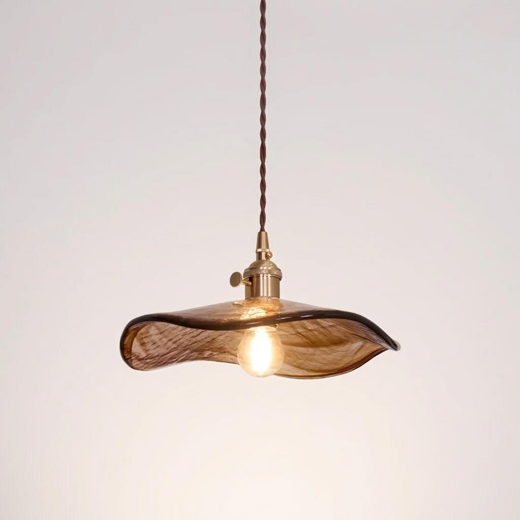 Elegant Glass Floral Pendant Light with Brass Finish