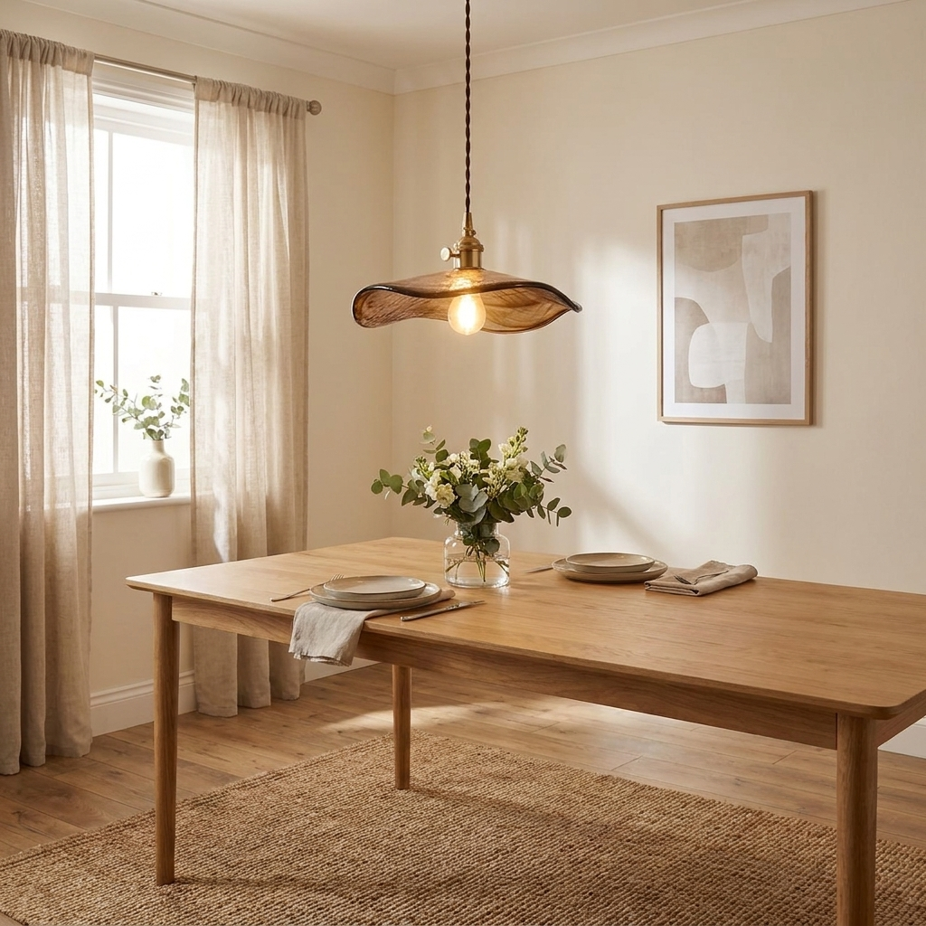 Elegant Glass Floral Pendant Light with Brass Finish