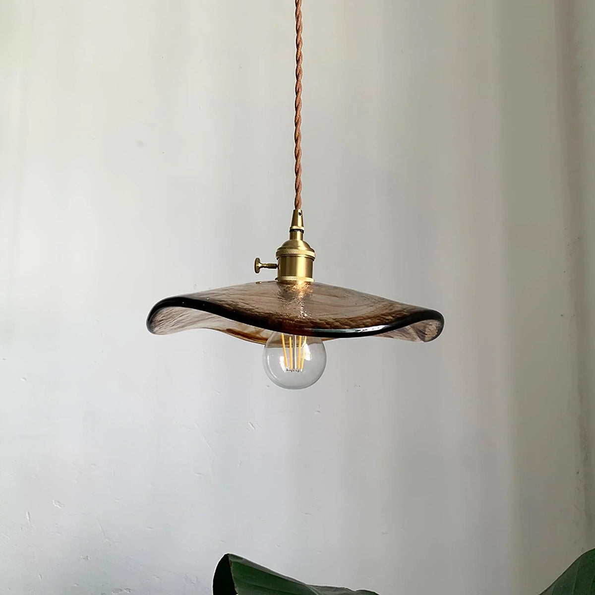 Elegant Glass Floral Pendant Light with Brass Finish