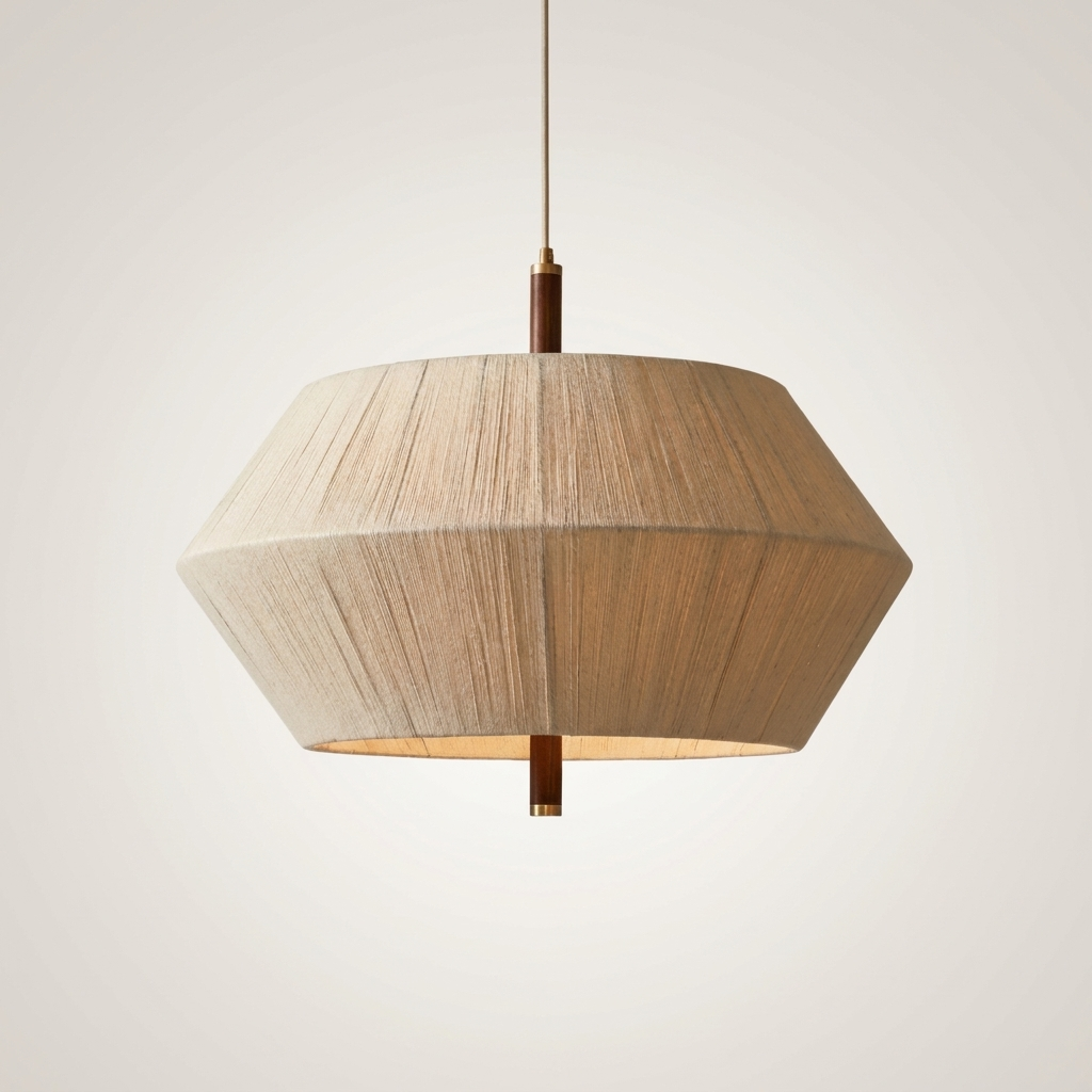 Elegant Japanese Thread Pendant Light with Geometric Frame