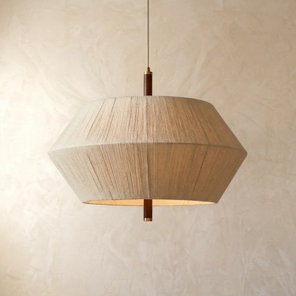 Elegant Japanese Thread Pendant Light with Geometric Frame