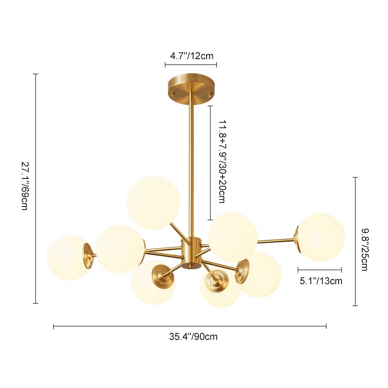 Elegant Lighting | Modern Chandelier Light with Adjustable Height | Brass/Black Finish