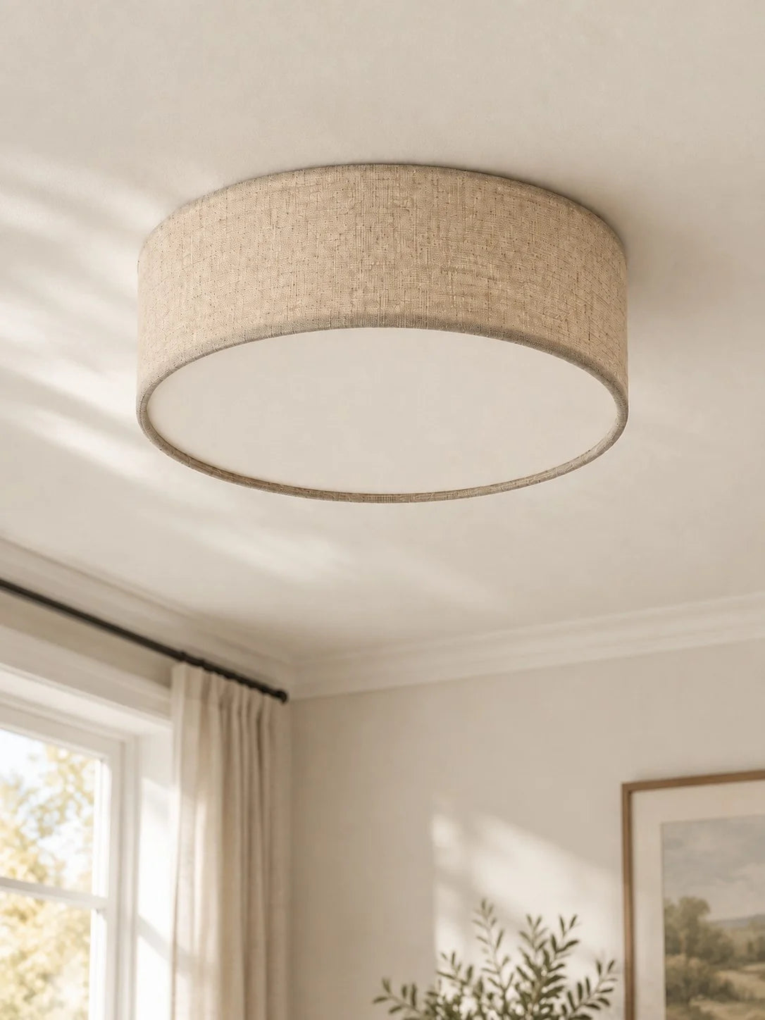 Elegant Linen Flush Mount Ceiling Light Fixture