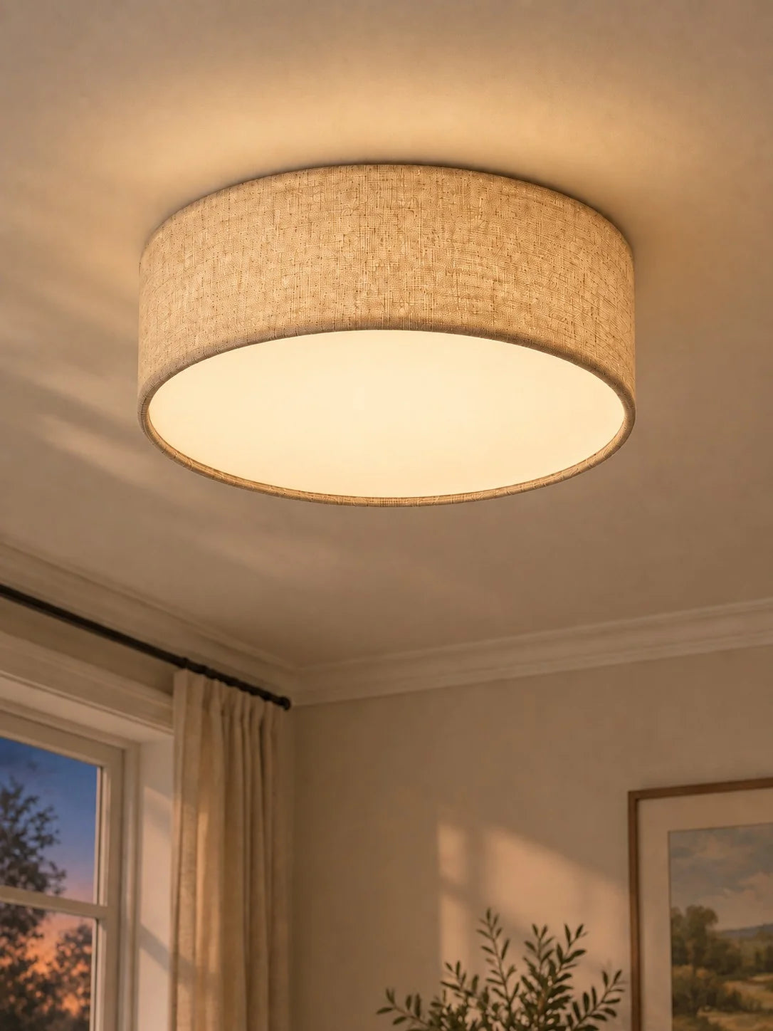 Elegant Linen Flush Mount Ceiling Light Fixture