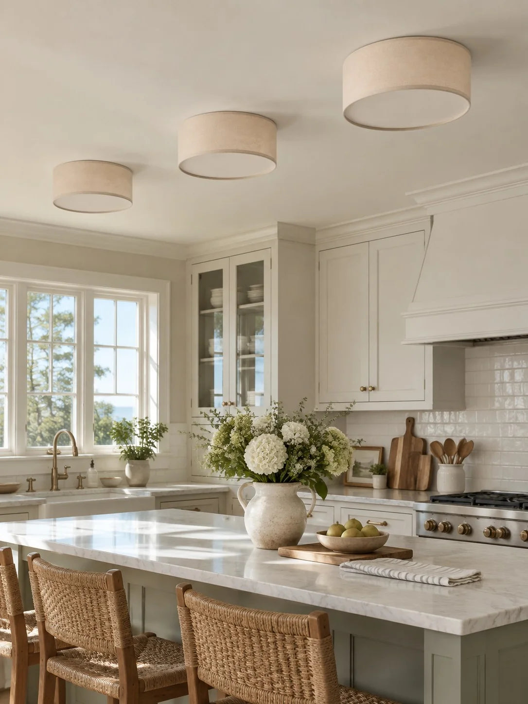 Elegant Linen Flush Mount Ceiling Light Fixture