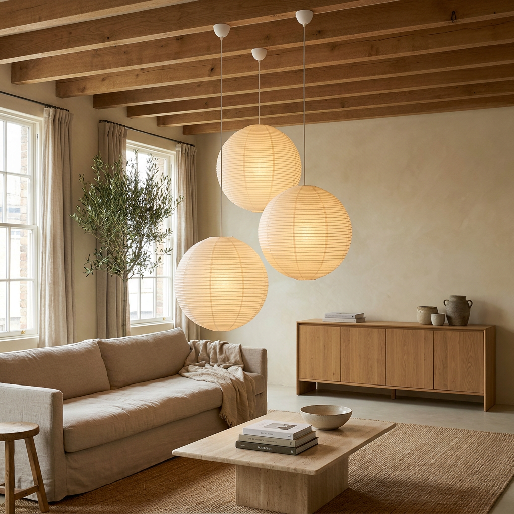 Elegant Rice Paper Globe Pendant Light