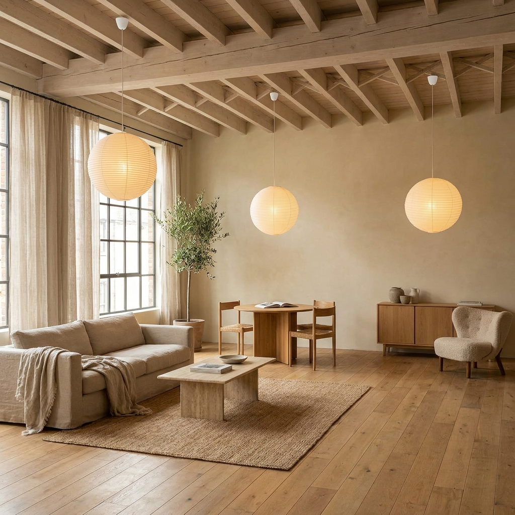 Elegant Rice Paper Globe Pendant Light