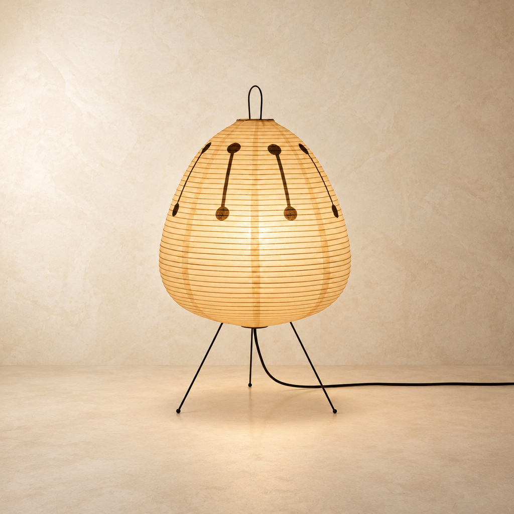 Elegant Rice Paper Tripod Floor Lamp with Soft Diffused Light