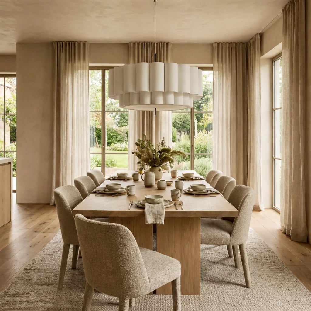 Elegant Tiered Natural Fabric Pendant Light