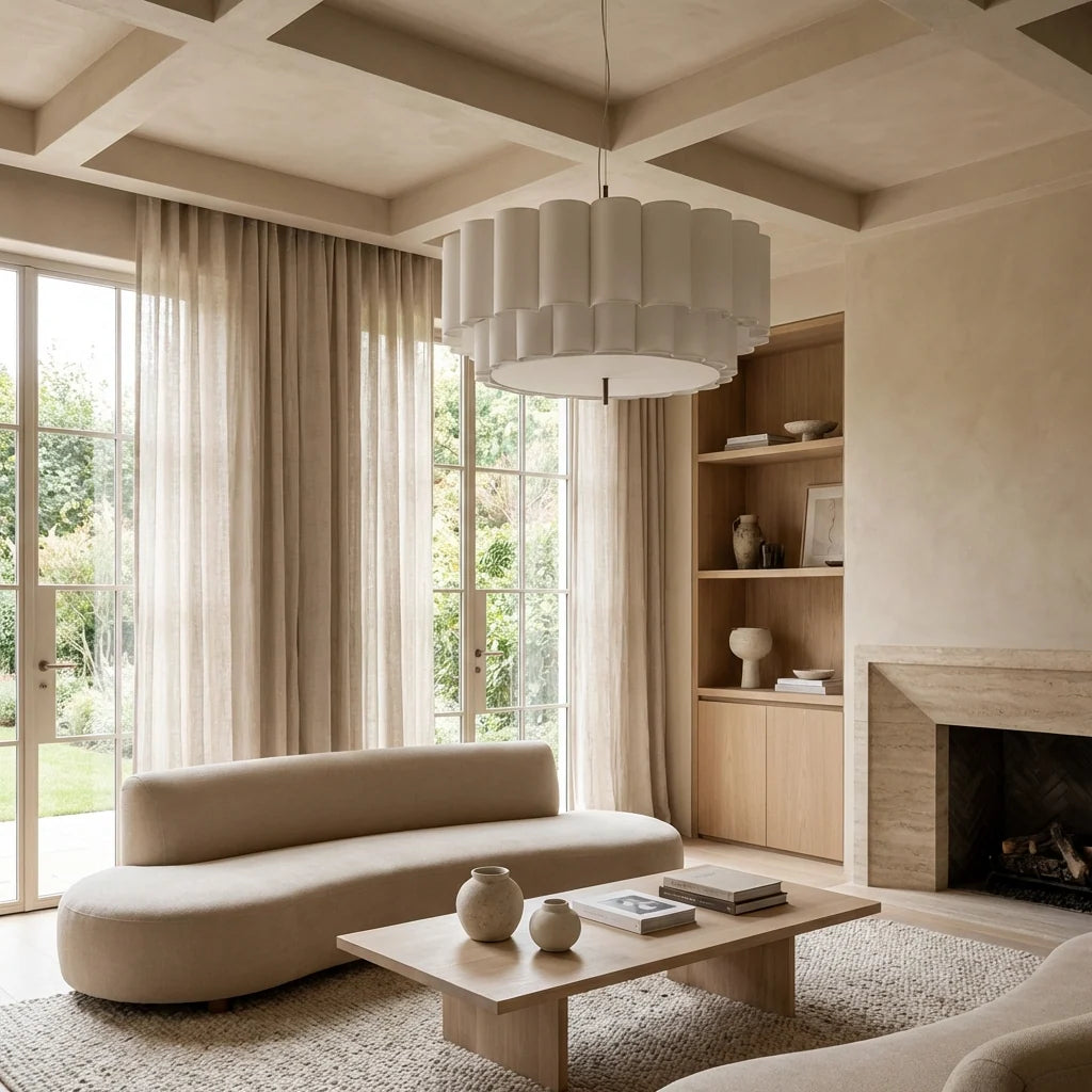 Elegant Tiered Natural Fabric Pendant Light