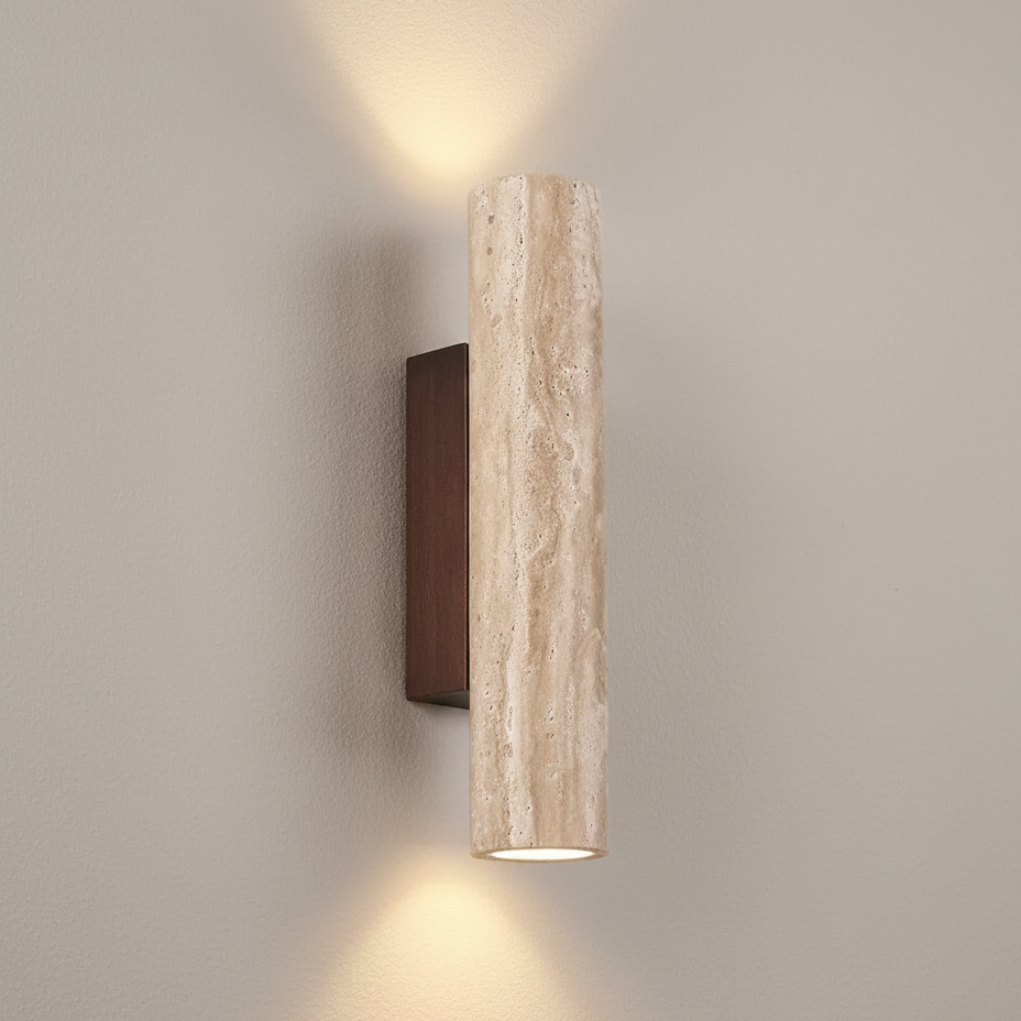 Elegant Travertine Wall Sconce | Up & Down Lighting