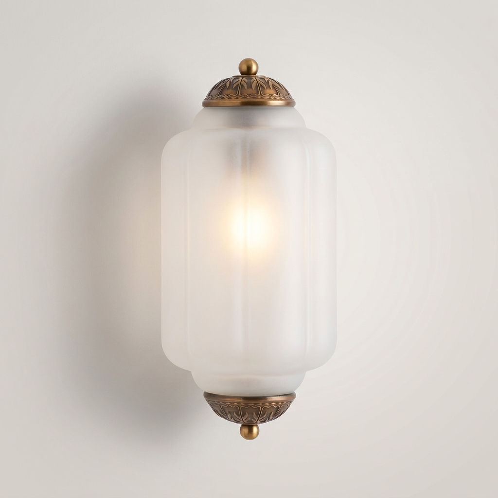 Elegant Vintage Milk Glass Wall Sconce with Metal Accents