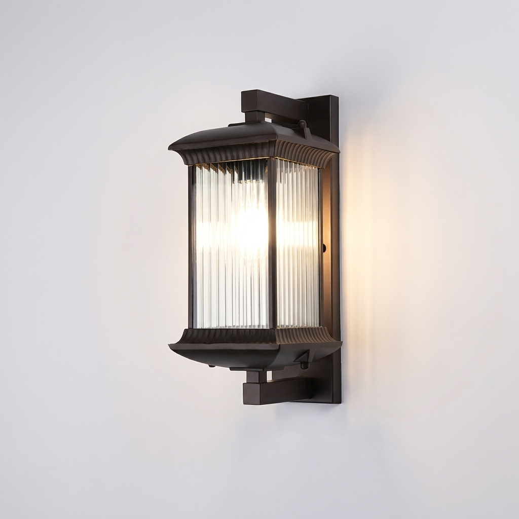 Fluted Glass Outdoor Wall Lantern
