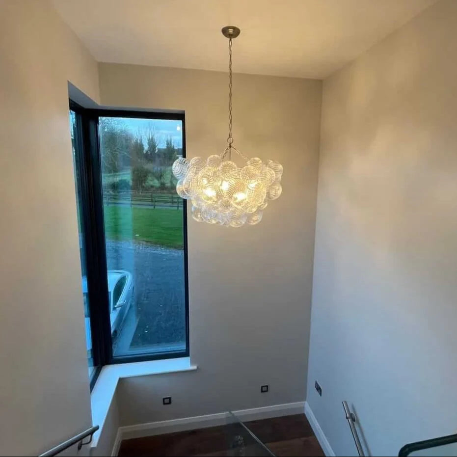 Glamorous Glass Bubble Chandelier with Brass Finish
