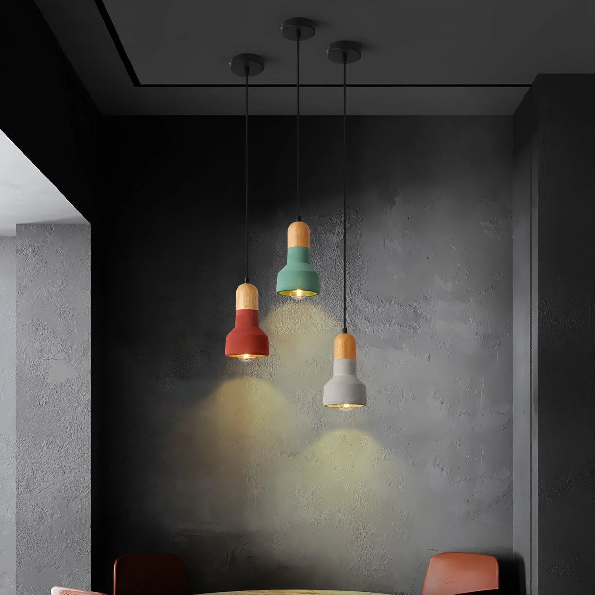 Industrial Grey Cement Pendant Light with Adjustable Height