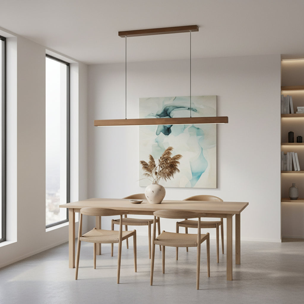 Ivalo Collection | Wood LED Pendant Light with Adjustable Height