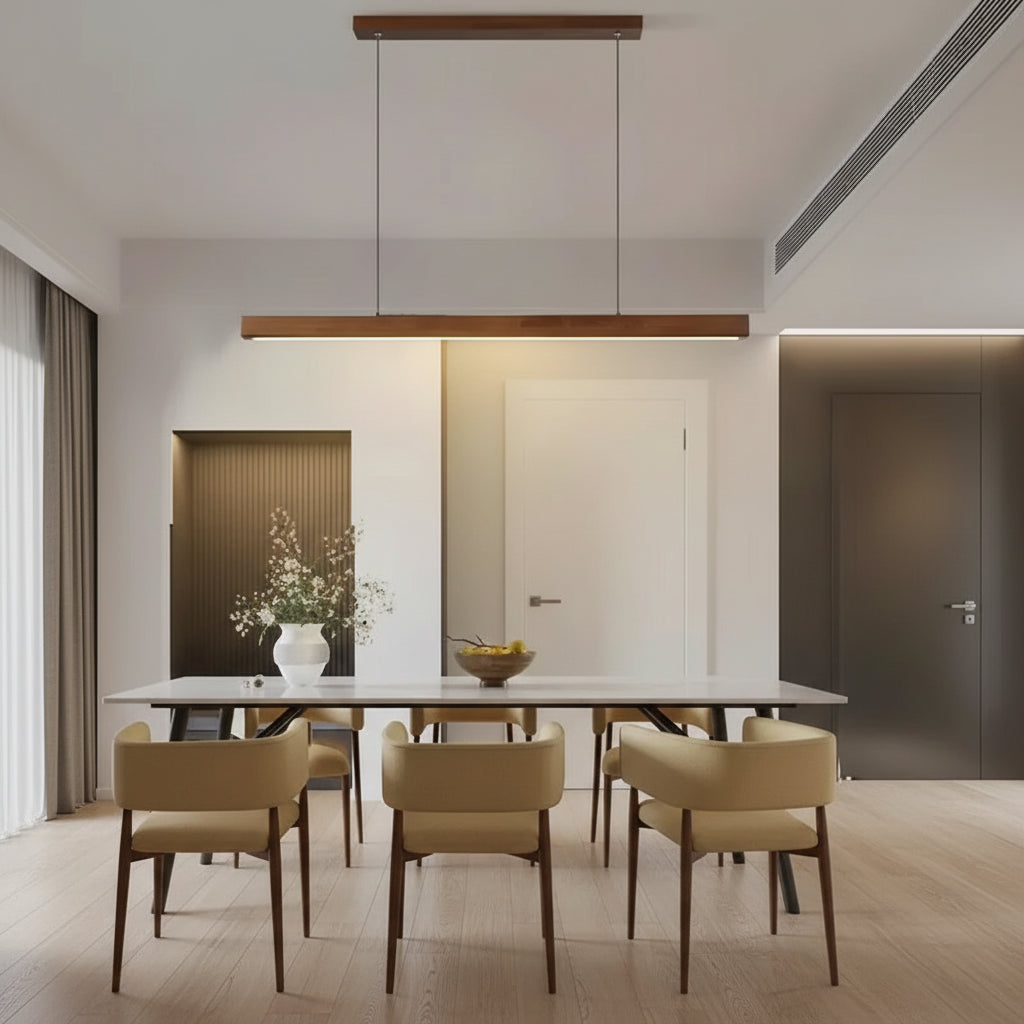 Ivalo Collection | Wood LED Pendant Light with Adjustable Height