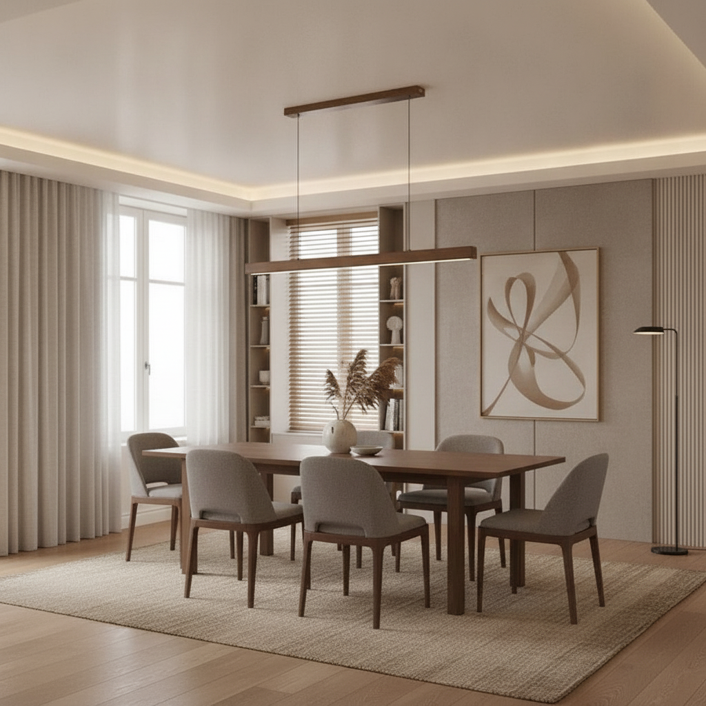 Ivalo Collection | Wood LED Pendant Light with Adjustable Height