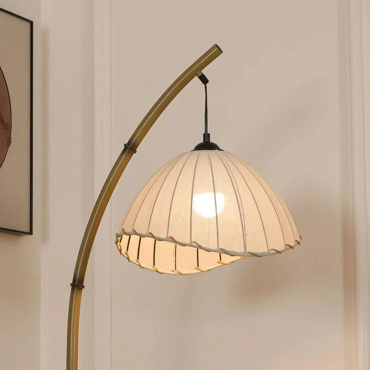 Minimalist Bamboo Floor Lamp with Fabric Shade