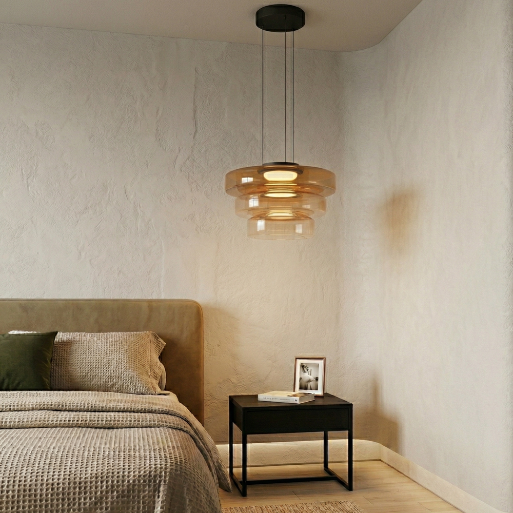 Minimalist Collection | Black Glass Pendant Light with Adjustable Heigh