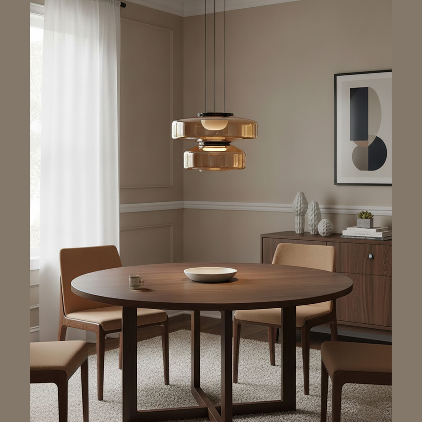 Minimalist Collection | Black Glass Pendant Light with Adjustable Heigh