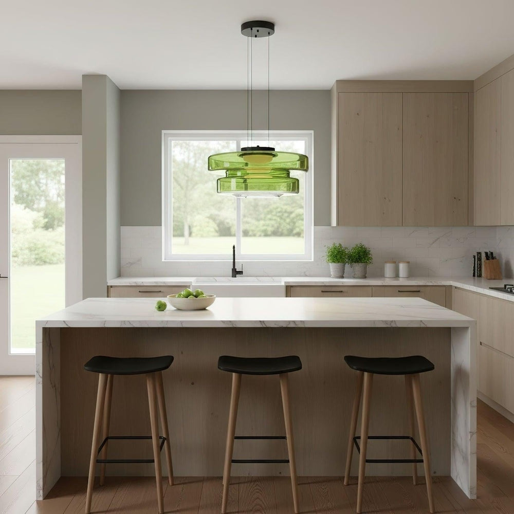 Minimalist Collection | Black Glass Pendant Light with Adjustable Heigh