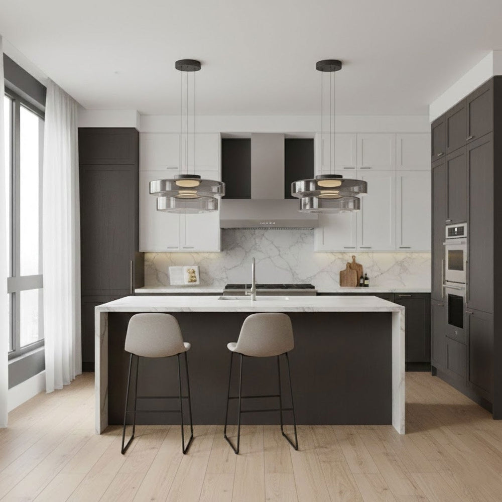 Minimalist Collection | Black Glass Pendant Light with Adjustable Heigh