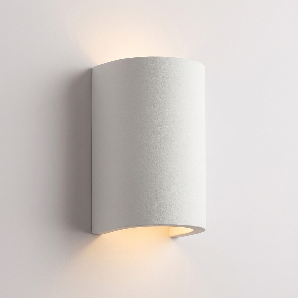 Minimalist Paintable Plaster Wall Light with Up and Down Glow