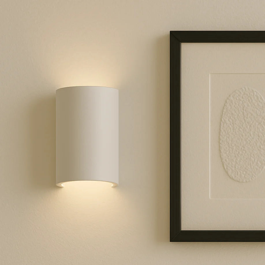 Minimalist Paintable Plaster Wall Light with Up and Down Glow